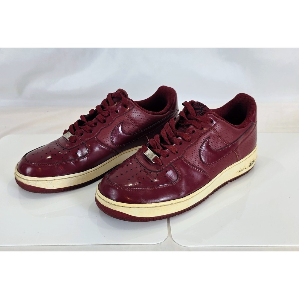 Nike Air Force 1 07 Low Team Red Black Patent Leather 315122-601 Men Size 8
